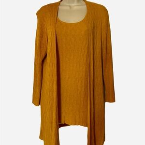 Kasper Golden Knit Cardigan and Tank Set